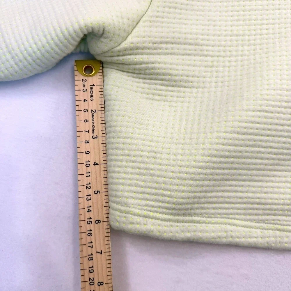 Nike‎ Womens Cropped Quarter Zip Pullover Waffle Knit Lime Green Neon Size M